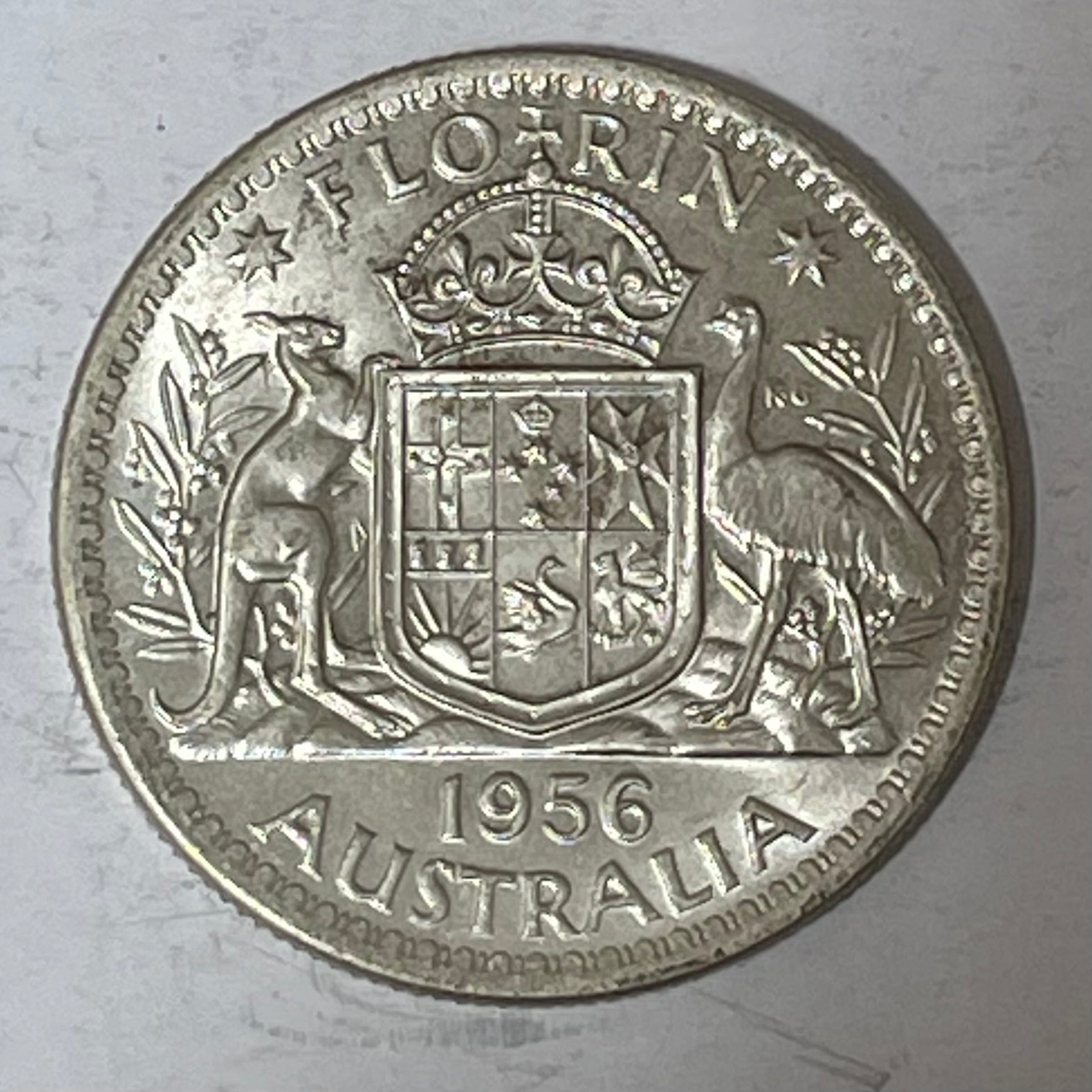 Australia 1956 2/- Florin Silver Coin Uncirculated