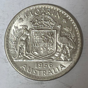 Australia 1956 2/- Florin Silver Coin Uncirculated