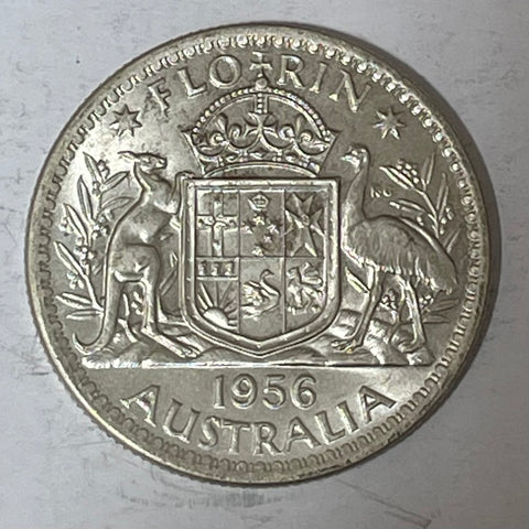 Australia 1956 2/- Florin Silver Coin Uncirculated