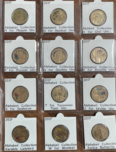 2017 Aussie Alphabet Coloured $1 coin Collection of 26 A to Z coins
