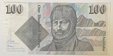 Australia 1992 $100 Mawson Signed Fraser Cole Last Signature circulated R613