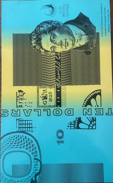 Australia 1991 $10 Fraser/Cole Banknote Uncut Block of 4 Folder R313