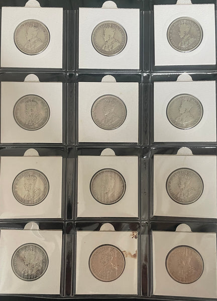 Australia 1910-63 Complete Set of 2/- Florin Silver Coins. Very Good to Extremely Fine