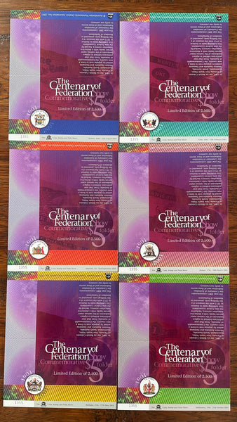 Australia 2001 ANDA set of 6 Federation $5 Polymer Banknote Folders.