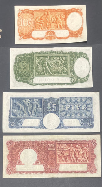 Australia 1952 Set of 4  KGV1 Pre Decimal £10, £5, £1 and 10/- Ten Shillings, One, Five  + Ten Pounds Banknotes Coombs/Wilson