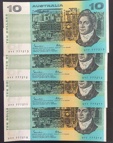 Australia $10 Banknote Johnston/Fraser Run of 4. R309