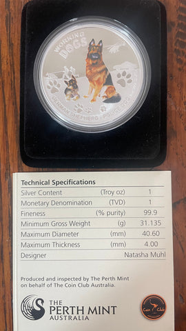Tuvalu 2011 Perth Mint $1 Working Dogs Police Dog Silver Proof Coin