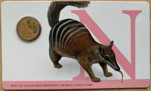 2015 Aussie Alphabet Coloured $1 coin "N" Numbat