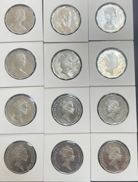 Australia 1966 - 2011 plus 2014 Royal Australian Mint Fifty Cents 50c Proof Coin Collection