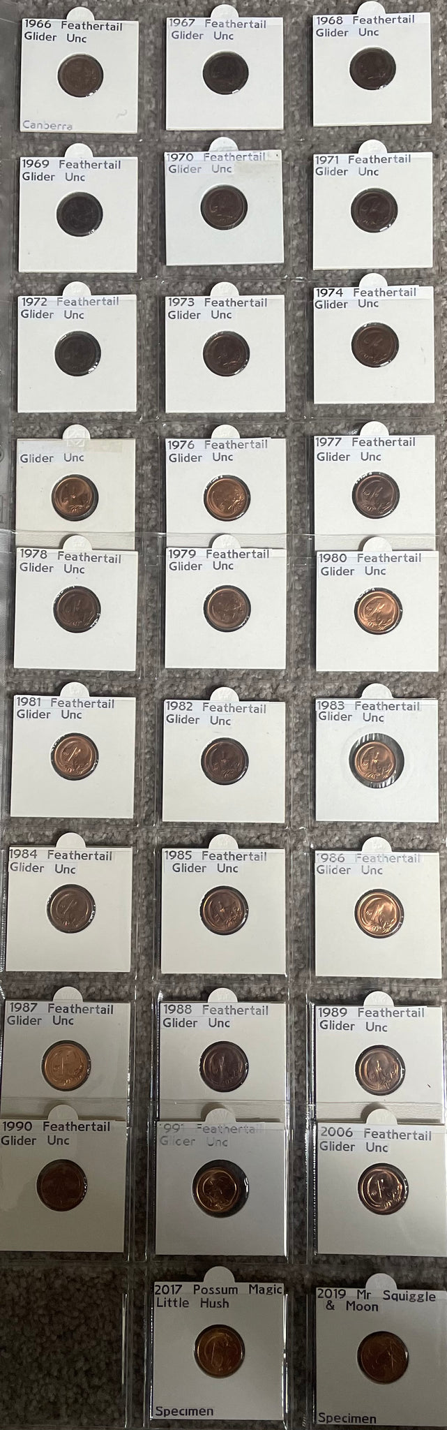 Australia 1966-2019 1c Uncirculated Coin Collection