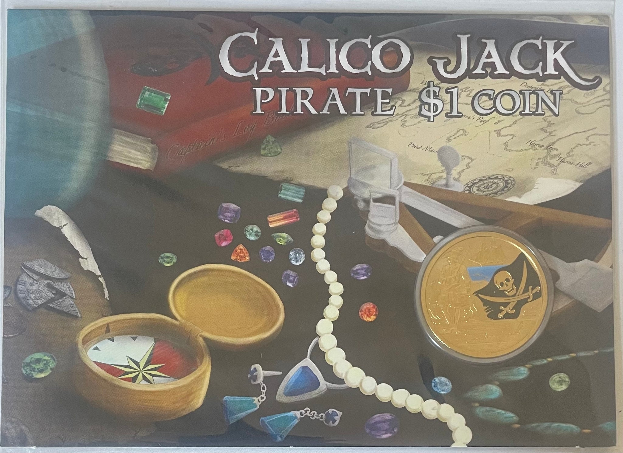 Tuvalu 2011 Calico Jack Pirate $1 Coloured Coin