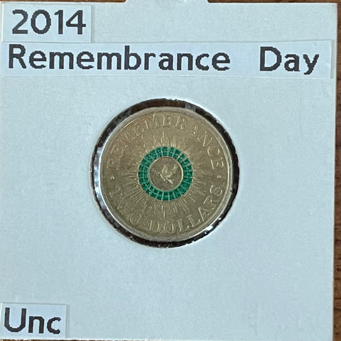 2014 Remembrance Day $2 Coloured Uncirculated Coin