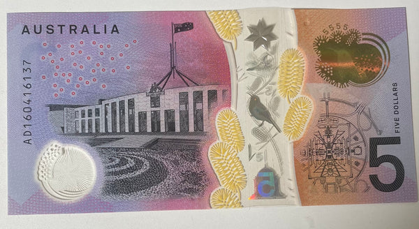 Australia 2016 $5 Stevens Fraser Next Generation Uncirculated Banknote
