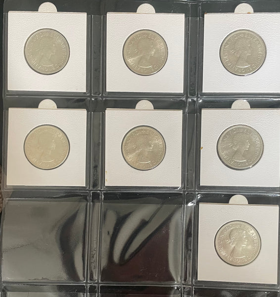 Australia 1910-63 Complete Set of 2/- Florin Silver Coins. Very Good to Extremely Fine