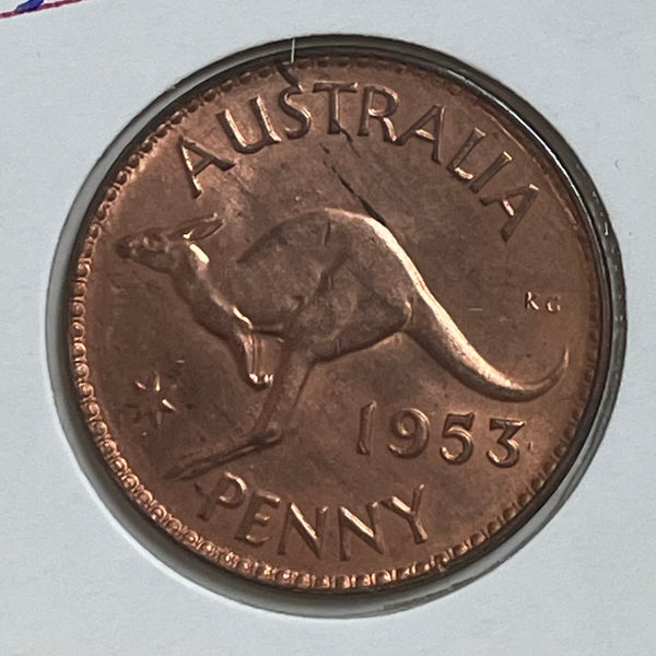 Australia 1953 Melbourne Mint 1d One Penny Uncirculated Condition