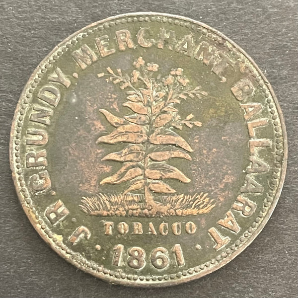 Australia 1861 Grundy 1d Penny Token