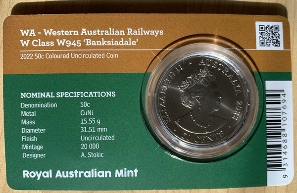 Australia 2022 Western Australia Rail Steam Train 50c Coin