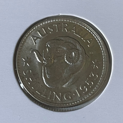 Australia 1953  1/- One Shilling silver coin Uncirculated
