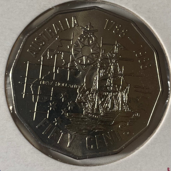 Australia 1988 Bicentenary First Fleet uncirculated Fifty Cents 50c