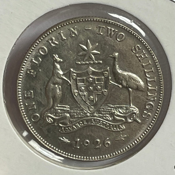 Australia 1926 2/- Florin Silver Coin Uncirculated Condition