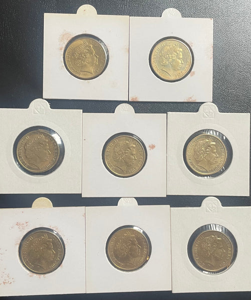 Australia 2014 $1 Mobile Press Counter Stamp Dollar Coins Uncirculated  Set of 8