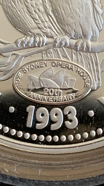 Australia 1993 Perth Mint $1 Kookaburra 1oz Silver Proof Coin Opera Privy Mark