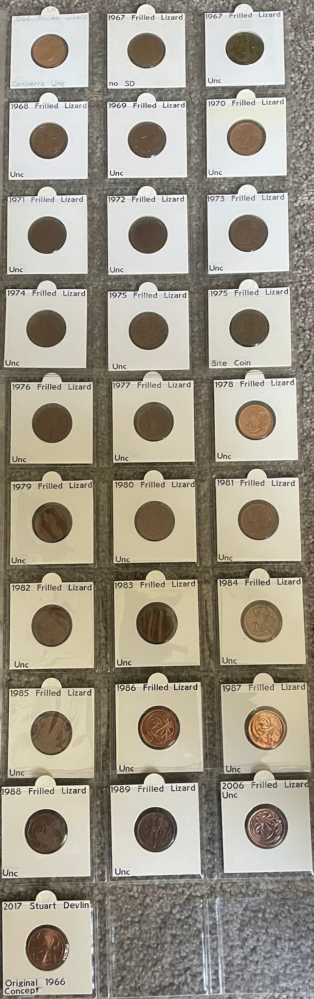 Australia 1966-2017 2c Uncirculated Coin Collection