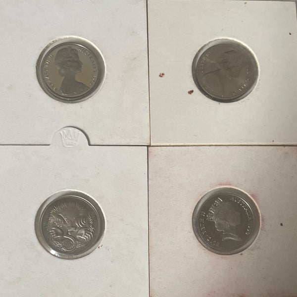 Australia 1975, 1977, 1990 & 2005 Proof Five Cents 5c Coins