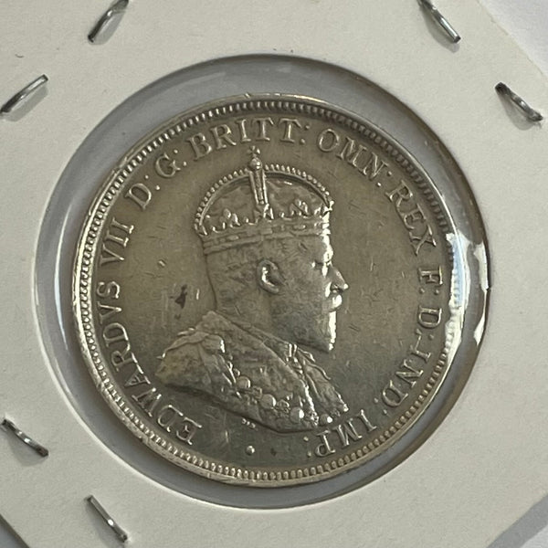 Australia 1910 2/- Florin Silver Coin Very Fine Condition