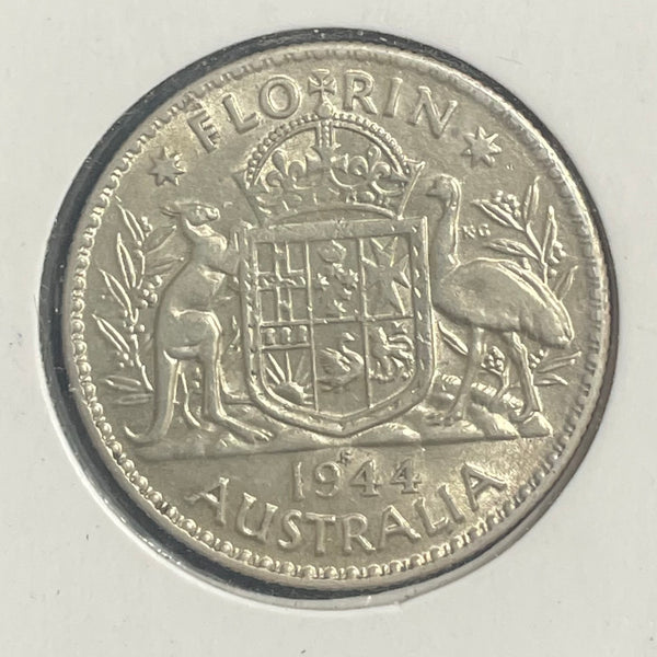 Australia 1944s 2/- Florin Silver Coin Extremely Fine Condition