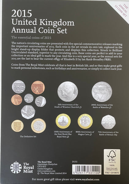 GB Great Britain United Kingdom 2015 The Annual 13 Coin Set