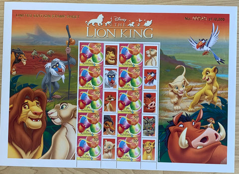 Australia Post 50c Lion King Stamp Sheet Limited Edition 949 / 10000