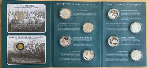 Macquarie Mint First World War Silver 10 Medallion Commemorative Collection with Gold Coin