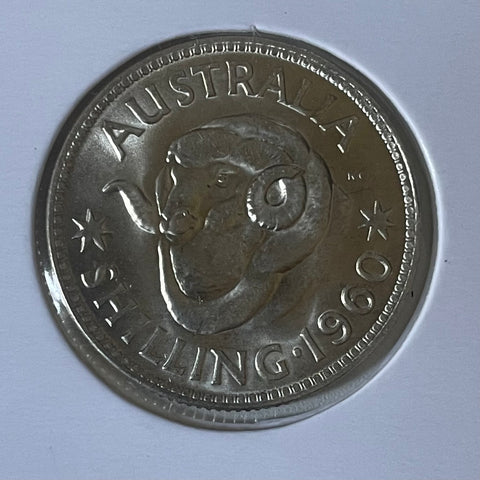Australia 1960  1/- One Shilling silver coin Uncirculated