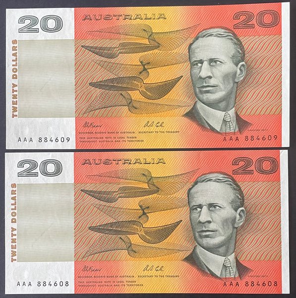 Australia 1991 $20 AAA Fraser Cole Uncirculated Pair R413i