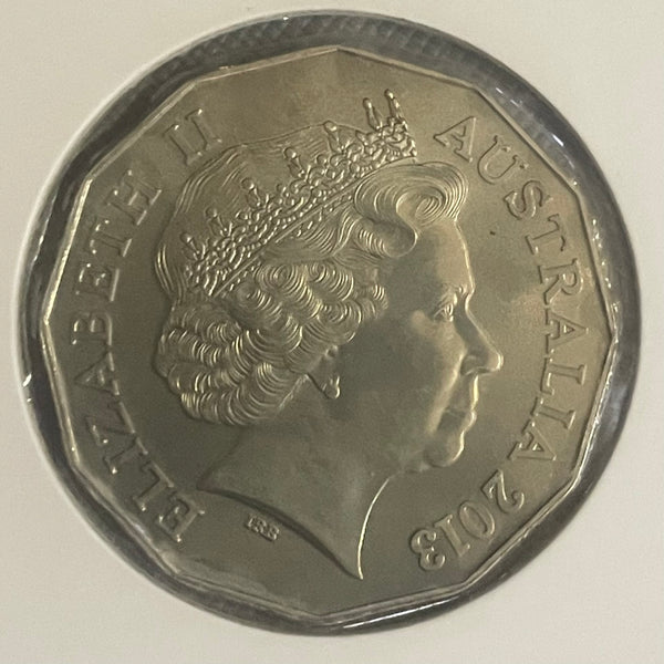 Australia 2013 50c Fifty Cents RAM 60th Anniversary Coronation Queen Elizabeth Uncirculated Coin in 2x2 mount
