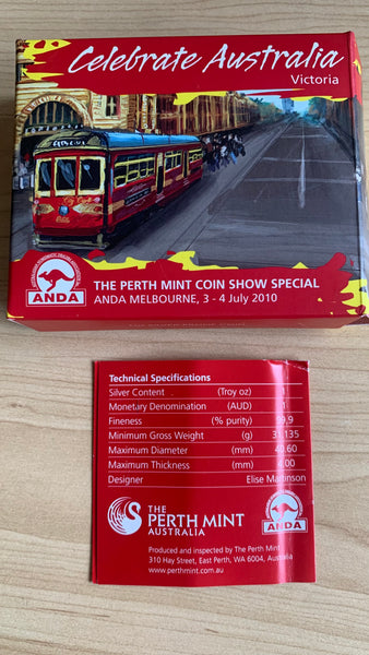 Australia 2010 Perth Mint $1 Celebrate Australia Victoria 1oz Silver Proof Coin ANDA