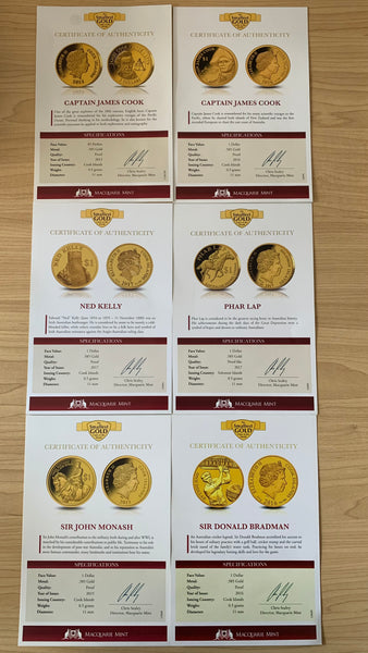 Macquarie Mint "The Smallest Gold Coins of The World" Collection 44 x .5 gram gold coins