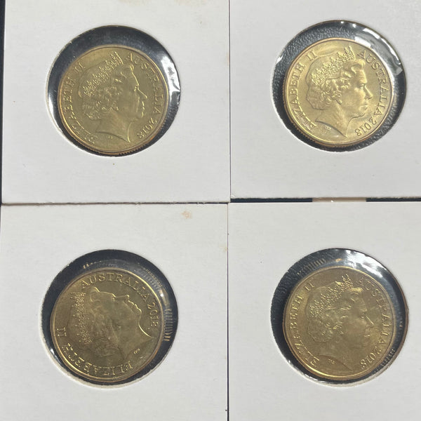 Australia 2018 Royal Australian Mint $1 Gold Coast Commonwealth Games Coins Set of 4