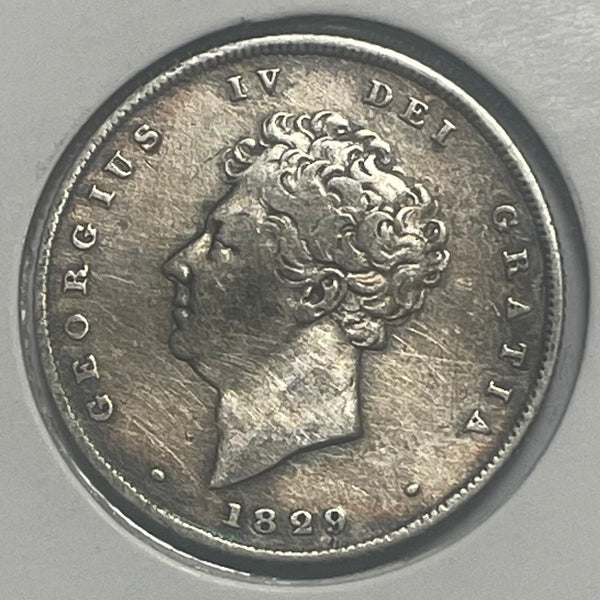 UK Great Britain 1829 George IV Silver 1/- One Shilling Coin