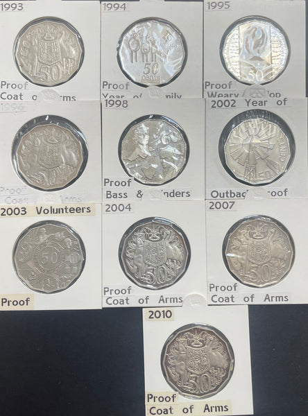 Australia 1966 - 2011 plus 2014 Royal Australian Mint Fifty Cents 50c Proof Coin Collection