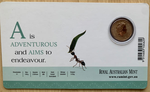 2015 Aussie Alphabet Coloured $1 coins "A" Ant