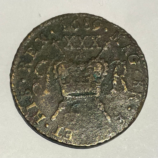 Ireland Gun Money James II 1689 Half Crown 30 Pence Coin