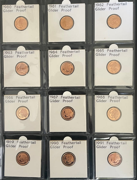 Australian 1966-1991 1c One Cent Proof Coin Collection