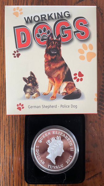 Tuvalu 2011 Perth Mint $1 Working Dogs Police Dog Silver Proof Coin