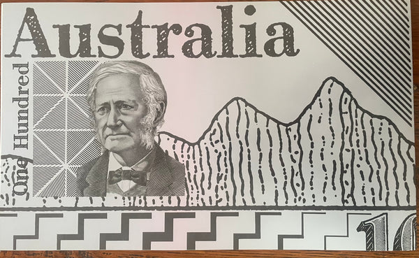 Australia 1995 $100 Uncut Vertical Pair Black Serial Numbers Banknote Folder