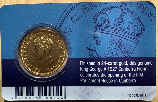 Australia 1927 Florin 2/- Gold Plated Canberra 1st Commemorative Florin