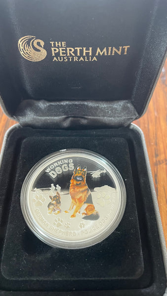 Tuvalu 2011 Perth Mint $1 Working Dogs Police Dog Silver Proof Coin