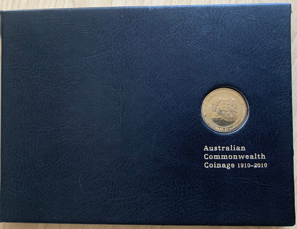 2010 Australian $1 uncirculated coin and Overprint Stamp Set 100 Years Of Commonwealth Coinage