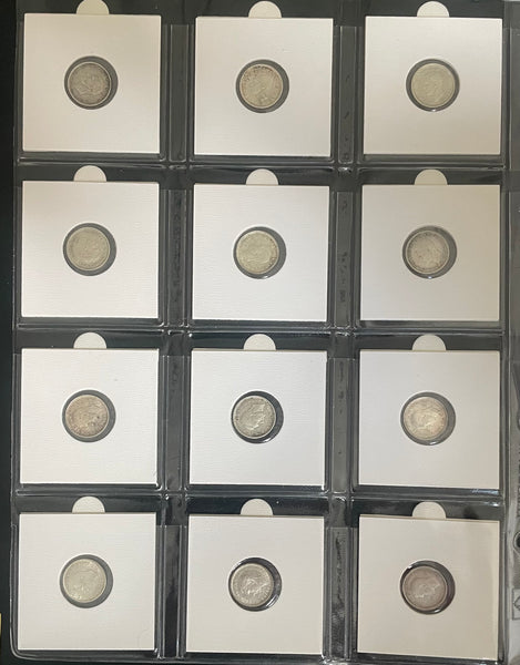 Australia 1910-64 Complete Set of 52 3d Threepence Silver Coins